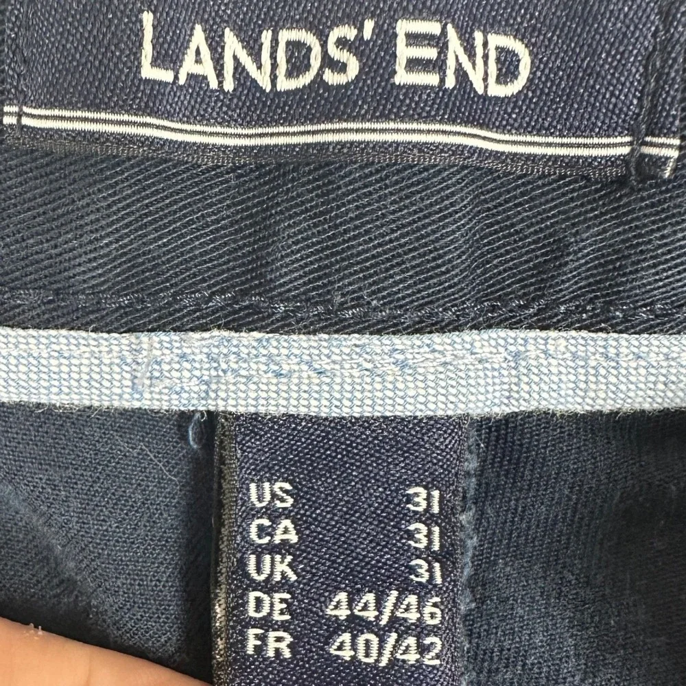 Lands End Pants Mens 31 Chino Navy Blue Straight Leg Flat Front Pockets Casual